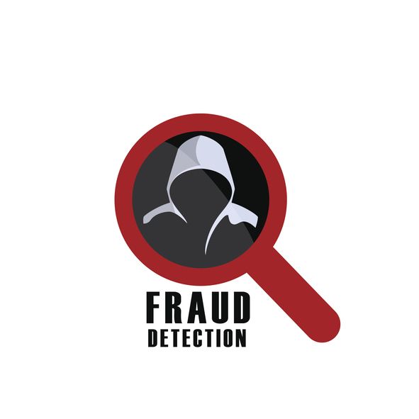Hacker detection sign and man in hood. Fraud investigation vector icon